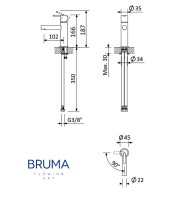 MEDIDAS MONOMANDO LAVABO LEAF BRUMA